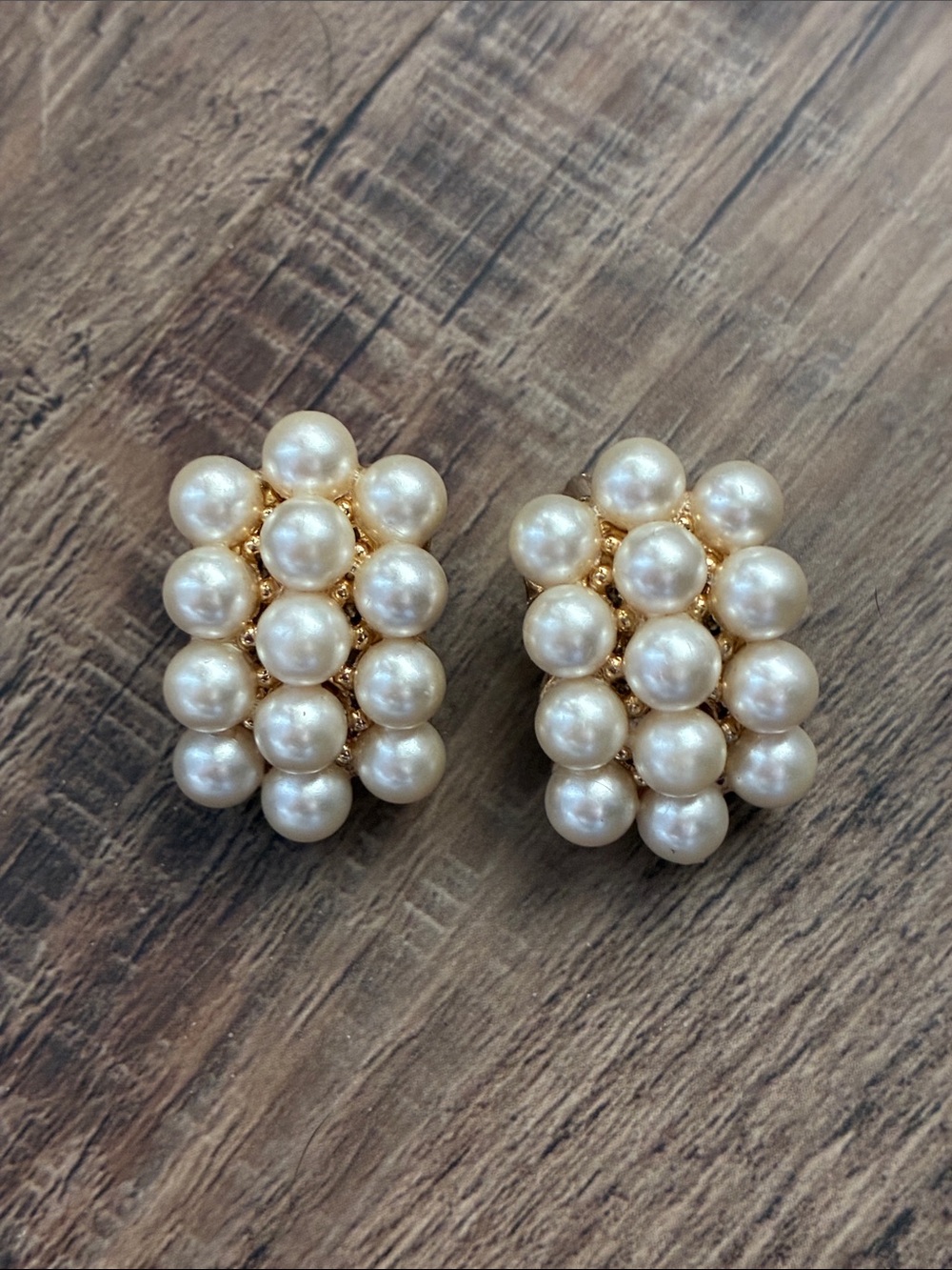 Faux Pearl Cluster Clip-On Earrings